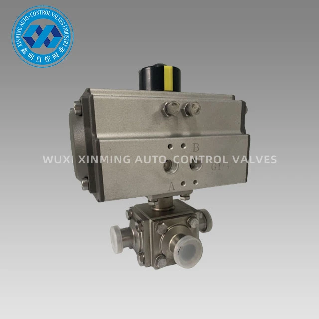 Actuador pneumàtic Tri-clamp Vàlvula de bola de tres vies