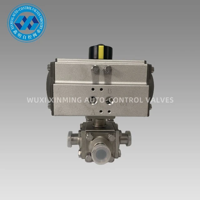 Pneumatic Actuator Tri-clamp Three Way Ball Valve