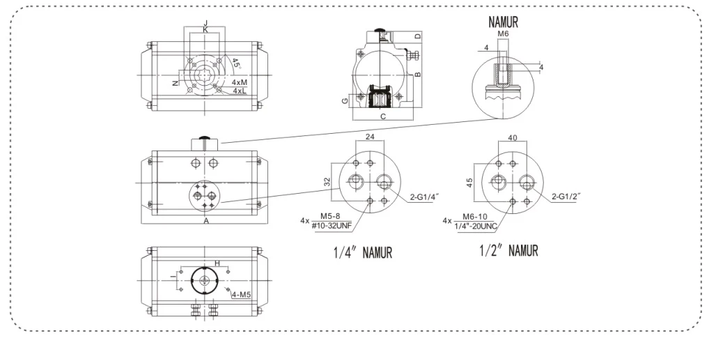 90 Degree Pneumatic Rotary Actuator Spare Parts And Material