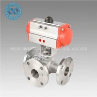 Vàlvula de boles d'acer inoxidable de tres vies accionades pneumàtiques